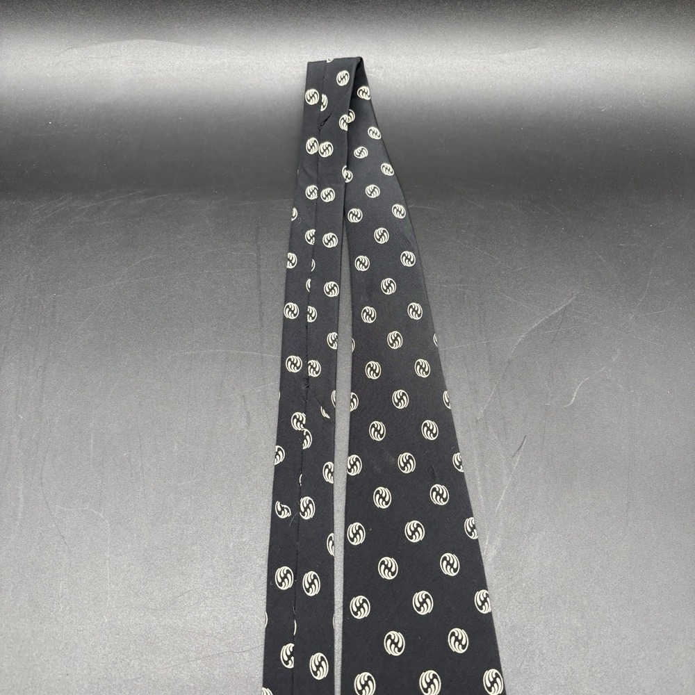 Polo Ralph Lauren Vintage Black Monogram Tie 56 Inch Made in USA 100% Silk 4 In - Picture 11 of 16